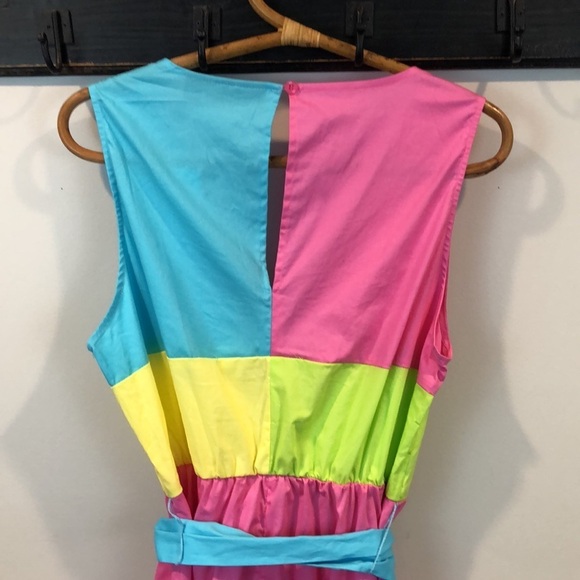 NWT New York & Company Retro 80s Style Bright Colorblock Dress Size Medium - Picture 5 of 8